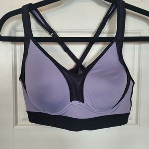 Jockey Forever Fit Wirefree Molded Cup Sports Bra Size M Purple/Black
